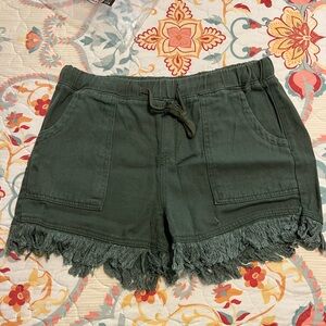 SHEIN Green Cargo Shorts with Frayed Hem